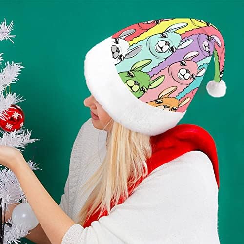 צבעוני הלמה אלפקה קטיפה חג המולד כובע שובב ונחמד סנטה כובעי עם קטיפה ברים ונוחות אוניית חג המולד קישוט