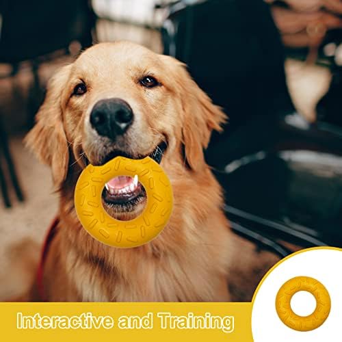 צעצוע לחסוך כלב סופגנייה חיוני - גומי טעם ועמיד לעיסות אגרסיביות - צעצוע גורים קשוח וארוך טווח לכלבים קטנים, בינוניים, גדולים - מקדם בריאות