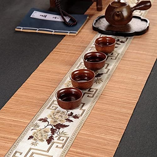 AXDWFD FARMHOUSE BAMBOO מפת שולחן מפת שולחן ללא החלקה על שולי חום מחצלת תה יפנית כוללת 6 תחתיות תה ומחזיקי כוסות