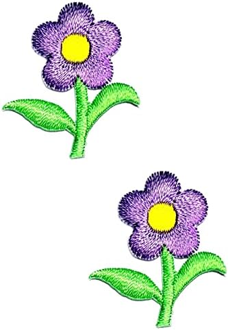 קליינפלוס 2 יחידות. מיני סגול דייזי לתפור ברזל על טלאים רקומים קריקטורה חמוד פרחים מדבקת מלאכת פרויקטים אבזר תפירה עשה זאת בעצמך סמל בגדי