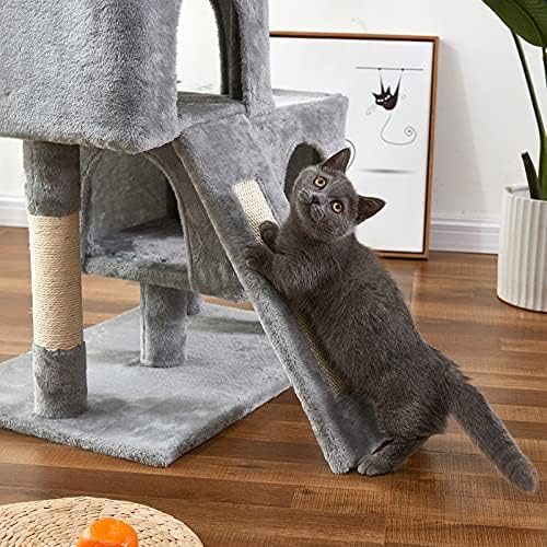 חתול עץ חתול מגדל, 34.4 סנטימטרים חתול עץ עם גירוד לוח, 2 יוקרה דירות, רצפה כדי תקרת חתול עץ, יציב וקל להרכיב, עבור חתלתול, חיות מחמד,