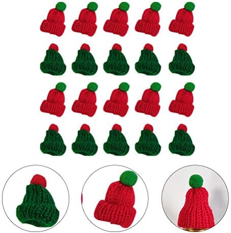 40 יחידות מיני צמר כובע סרוג סנטה כובע עבודת יד אביזרי בגדי קישוט חג המולד קישוטי מתנות קישוטים