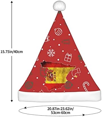 רטרו ספרד מפת דגל מצחיק מבוגרים קטיפה סנטה כובע חג המולד כובע לנשים & מגבר; גברים חג המולד חג כובע