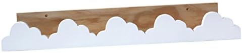 1 חתיכה עץ קיר רכוב מדף תצוגת מדפי צף מדפים, לבן ענן