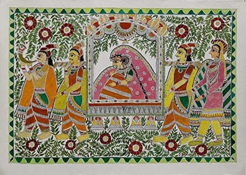 ציור Madhubani תרבותי רב -צבעוני של נוביה מהודו 'כלה מיתילה'