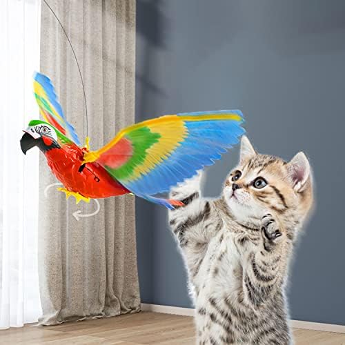 סימולציה ציפור אינטראקטיבי חתול צעצוע לחתולים מקורה, אוטומטי תליית נשר מעופף ציפור מצחיק חתול אינטראקטיבי צעצוע חתול ספקי