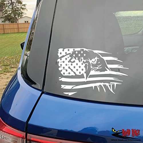 דגל אמריקאי עם מדבקות נשר - זעם דרכים מדבקות רכב פרימיום - מכונית, משאית, מחשב, קיר, כל משטח חלק נקי - 6 שנים ויניל חיצוני קבוע מושלם
