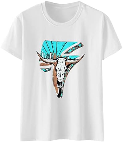 חולצות לנשים טרנדי מקרית אופנה כיכר צוואר לנשימה גרפי חולצות כושר רופף קצר שרוול קיץ