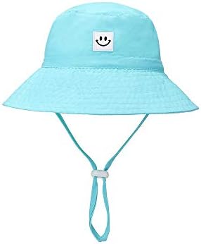 תינוק שמש כובע חיוך פנים פעוט עד 50 + שמש מגן דלי כובע נחמד חוף כובע עבור תינוקת ילד מתכוונן כובע