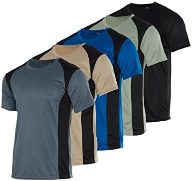 5 מארז: גברים של רשת ביצועים מהיר יבש למתוח לנשימה קצר שרוול טק צוות חולצה