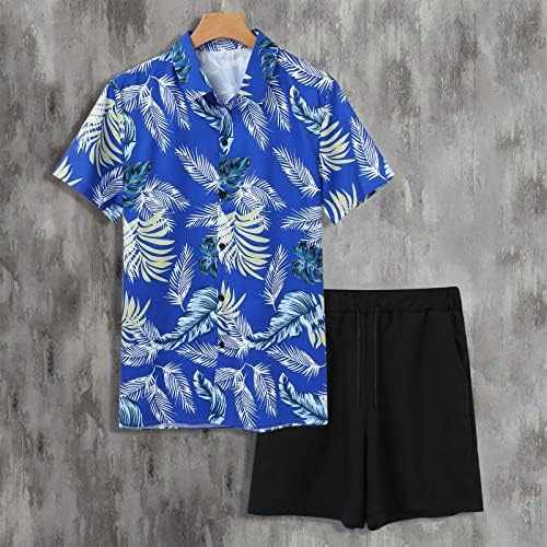 תלבושות אימוניות 2 חלקים לגברים לחולצת הוואי וינטג 'של דש ותפאורות קצרות
