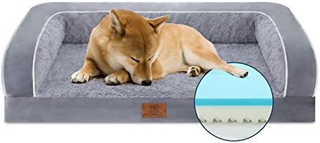 מיטות כלבים של ירוקה לכלבים גדולים, מיטת כלבים גדולה עם קירור אפור, מיטת כלבים רחיץ עם מחזקי הסרה, מיטת כלבים אורטופדית עמיד למים עם ארגז