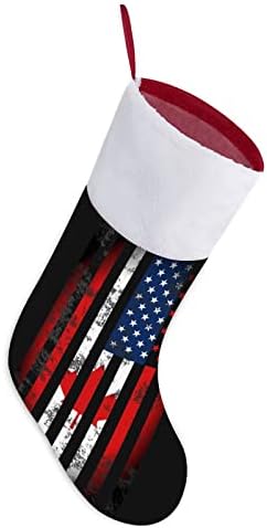 דגל קנדי ​​אמריקאי גרבי חג המולד גרבי תלייה מדפיסים קישוטי אח עץ חג המולד