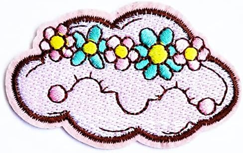 קליינפלוס 3 יחידות. ורוד ענן חמוד פרחים רקום תיקון בד מדבקת ילדים קריקטורה ברזל על לתפור על מזכרות מתנה תיקוני לוגו להלביש ג ' ינס מעילי
