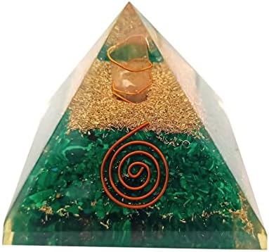 Sharvgun Malachite Crystal Crystal Pyramid Pyramid סליל ריפוי אבן גנרטור יוגה מדיטציה אורגונה פירמידה לשעבר LG 65-75 ממ, רייקי מתנה לחג