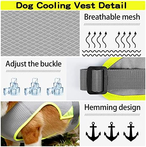 אפוד קירור לכלבים - אפוד קירור כלבים נושם עם רצועות מתכווננות לכלבים קטנים בינוניים גדולים, ז'קט קיר יותר קיר יותר מגנה על UV הגנה על
