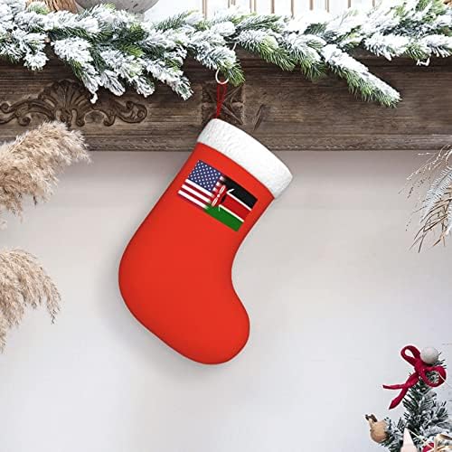 דגל אמריקאי של TZT ודגל קניה גרבי חג המולד, מתנות למסיבת חג חג המולד לקישוטים לחג משפחתי 18 אינץ '