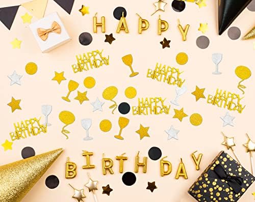 300 חתיכות נצנצים זהב זהב מסיבת יום הולדת שמח קונפטי עוגת יום הולדת עוגת יום הולדת קונפטי נצנצים בלון יין כוכב כוכב עגול שולחן נקודה קונפטי