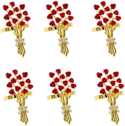 Ldchnh 6 יחידות טבעות מפיות פרחים ורדים טבעות מפיות פרח פרחים לחתונות של ארוחת ערב למסיבות ארוחת ערב