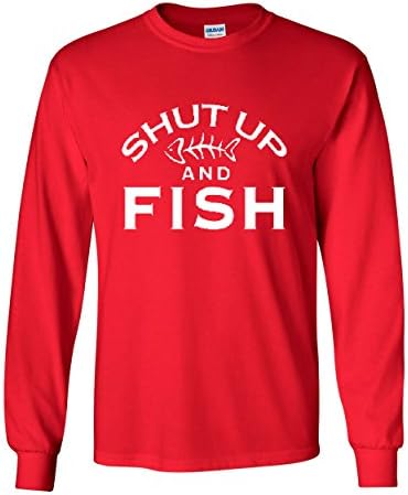 שתוק ודגים חולצת טריקו שרוול ארוך דיג מצחיק