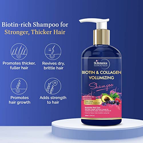 Stbotanica Biotin & Collagen Shampoo שיער נפח - 300 מל - ללא סולפט, אין פרבנים, ללא סיליקון